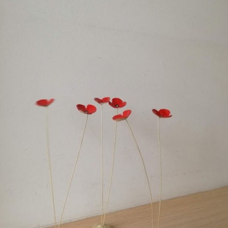 Red poppies metal sculpture 2