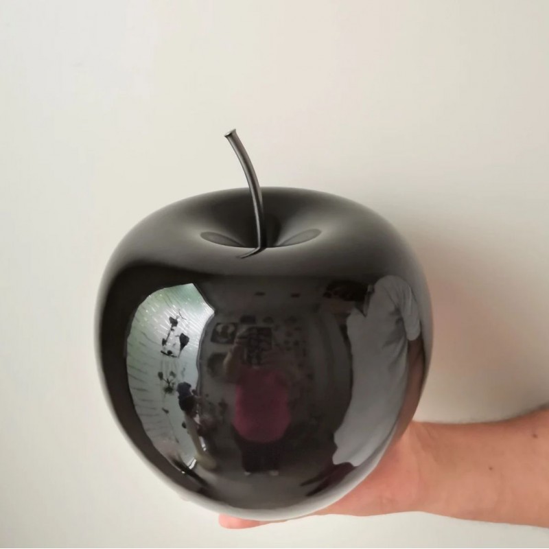 Black apple sculpture, large black...