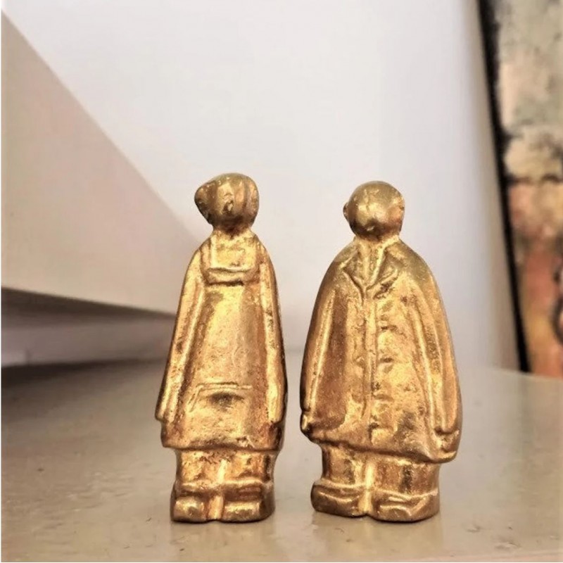 Brass figures sculpture, pair of two, solid brass sculptures, boho couple,  Valentines day couple, modern brass man woman figurin
