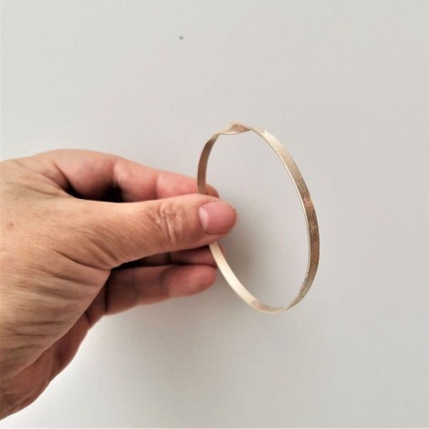Silver twisted bangle, solid sterling matte bracelet, flat thin modern, stacking, slip on bangle with a twist 2