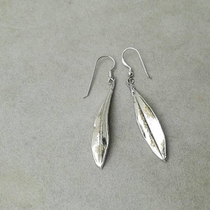 Olive leaves earrings, silver,...