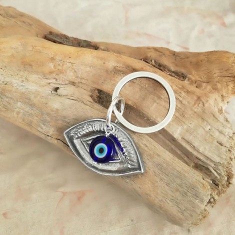 Blue eye keychain, silver eye and blue eye key ring, aluminum eye with blue eye 2