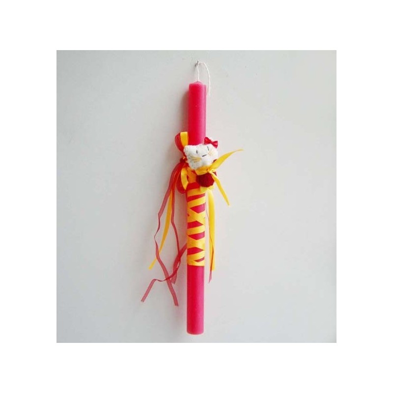 Red Greek Easter candle with felt...