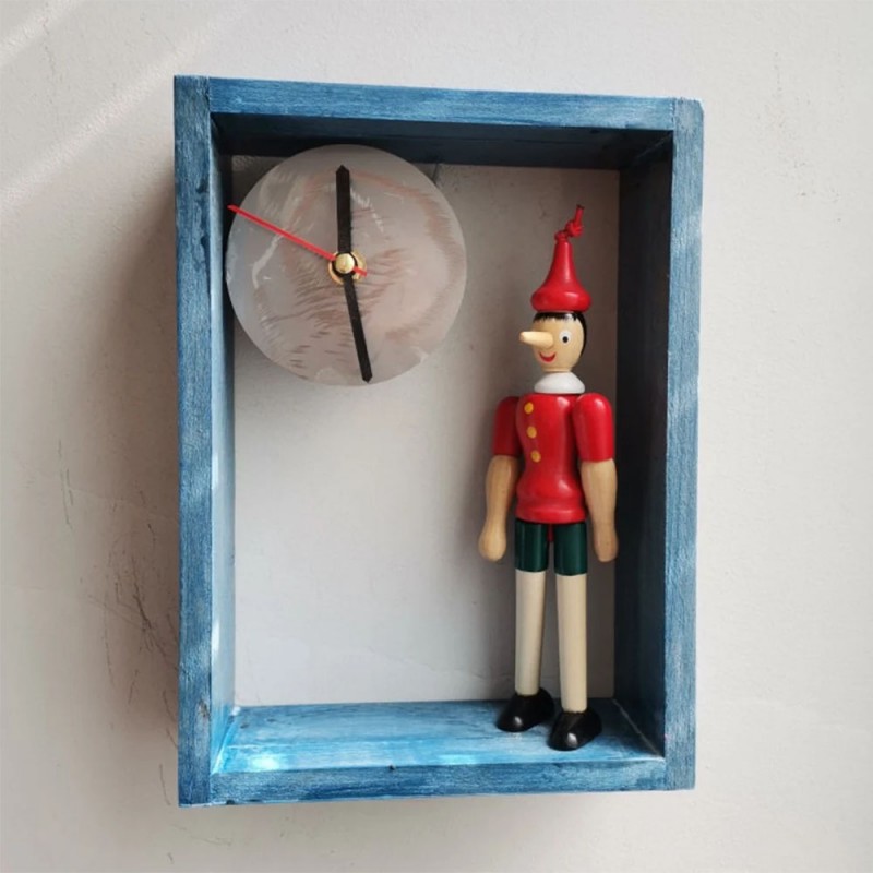 Pinocchio wooden clock