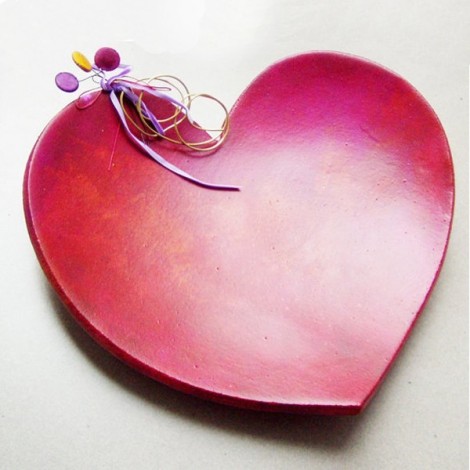 Red heart ceramic platter...