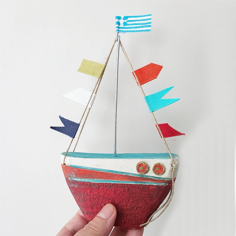 Ceramic sailing boat