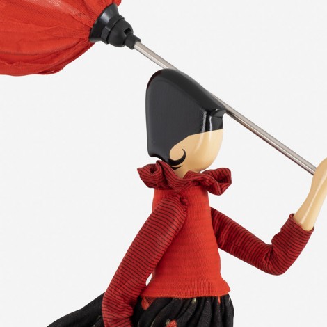 Wooden table lamp, girl with umbrella lamp 2