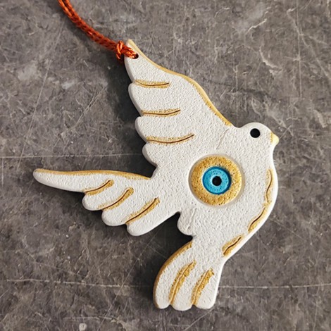 Ceramic dove ornament with tassel 2