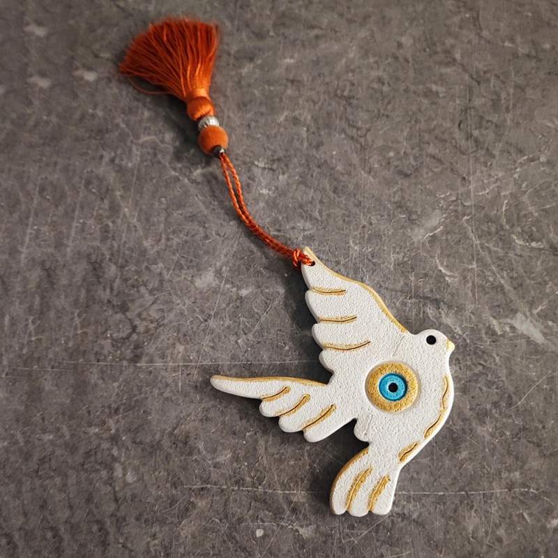 Ceramic dove ornament with tassel