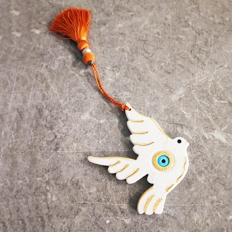 Ceramic dove ornament with tassel