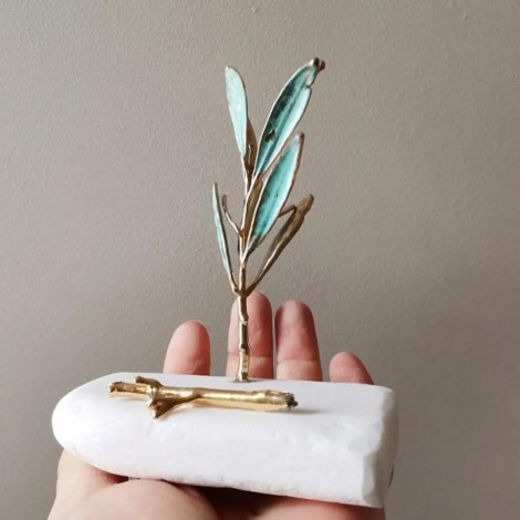 Καρτοθήκη με αληθινή ελιά επιμεταλλωμένη με μπρούτζο 2