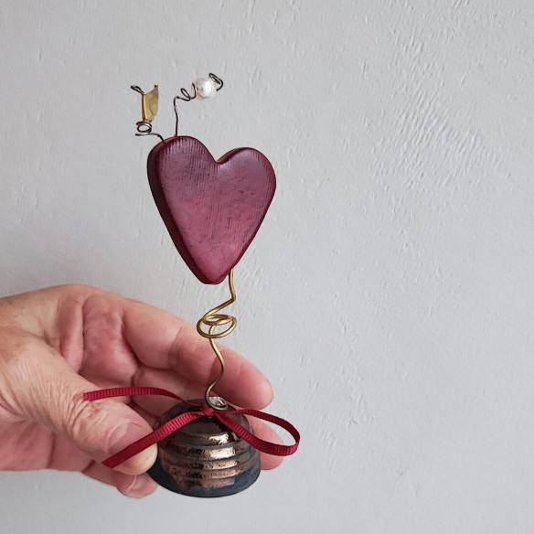 Ceramic red heart, small ceramic, heart  Valenitnes red heart decor
