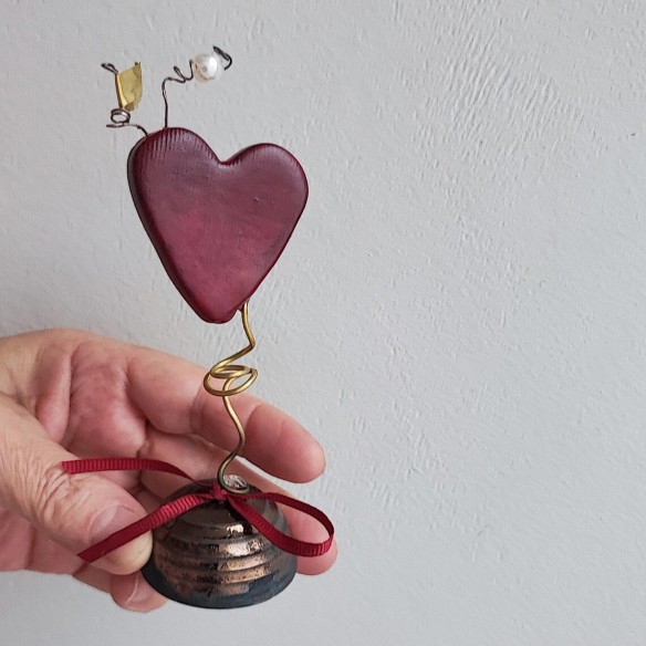 Ceramic red heart, small ceramic, heart  Valenitnes red heart decor