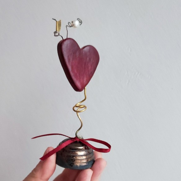 Ceramic red heart, small ceramic, heart  Valenitnes red heart decor