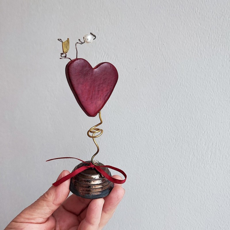 Ceramic red heart, small ceramic, heart  Valenitnes red heart decor