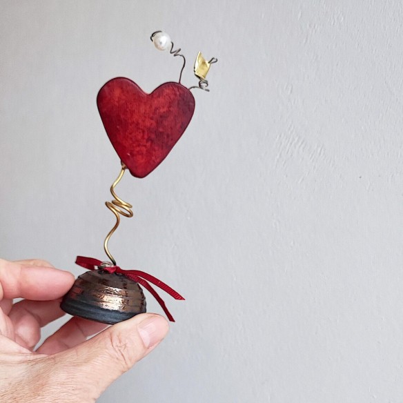 Ceramic red heart, small ceramic, heart  Valenitnes red heart decor