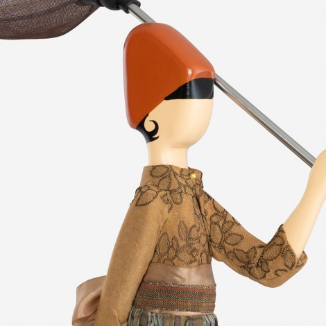 Wooden table lamp is lamp of a girl carrying an umbrella 2