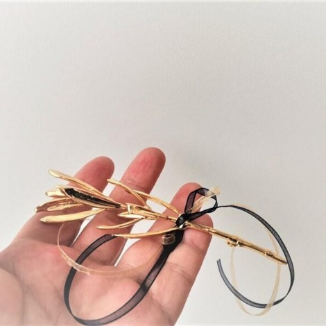 Gold olive twig, 2026 charm olive branch electroplated with gold, Greek lucky keepsake with New Year '2026' charm