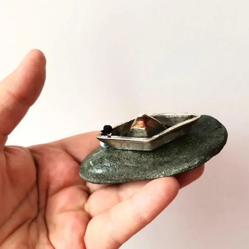 Paperboat silver sculpture, 2026 lucky boat, tiny alloy paperboat