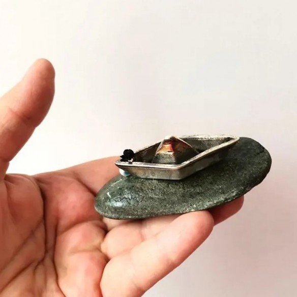 Paperboat silver sculpture, 2026 lucky boat, tiny alloy paperboat