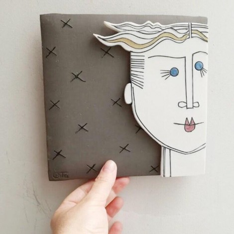 Portrait wall hanging, porcelain man portrait 2
