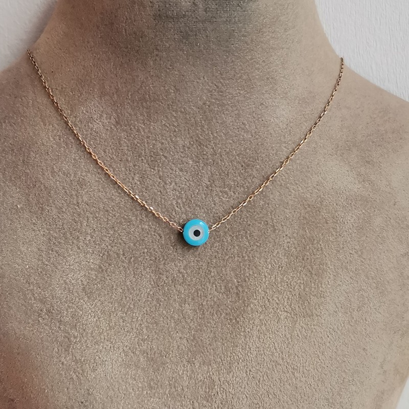 Silver eye necklace, length 44 εκ.