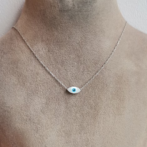 Silver eye necklace, length 44 εκ.