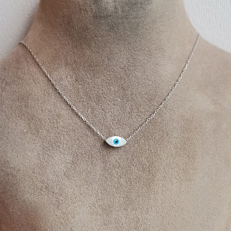 Silver eye necklace, length 44 εκ.
