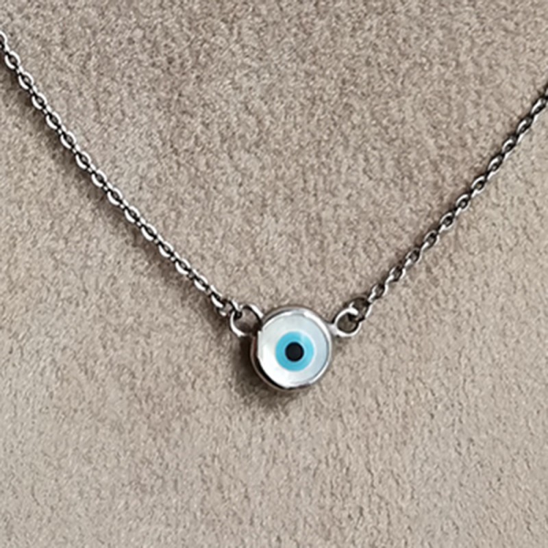 Silver eye and cross necklace, length 44 εκ.