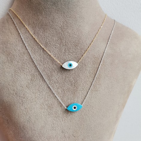 Silver eye necklace, length 44 εκ.