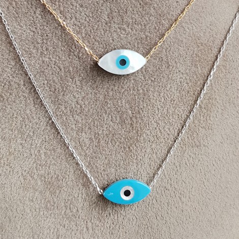 Silver eye necklace, length 44 εκ. 2