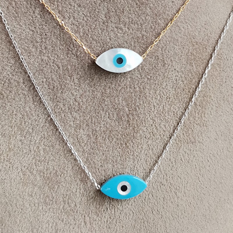 Silver eye necklace, length 44 εκ.