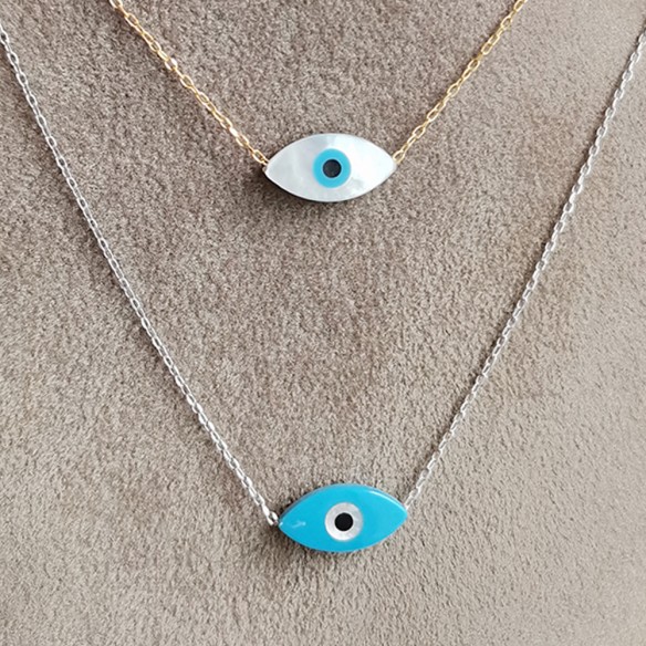 Silver eye necklace, length 44 εκ.