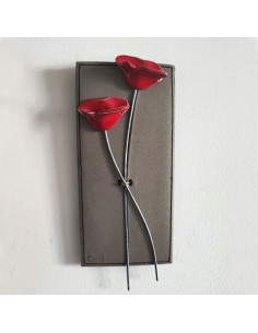 Red poppies wall decor, 26 x 11,50 cm.