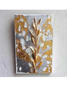 Gold olive branch wall art,  23x15 cm. 2