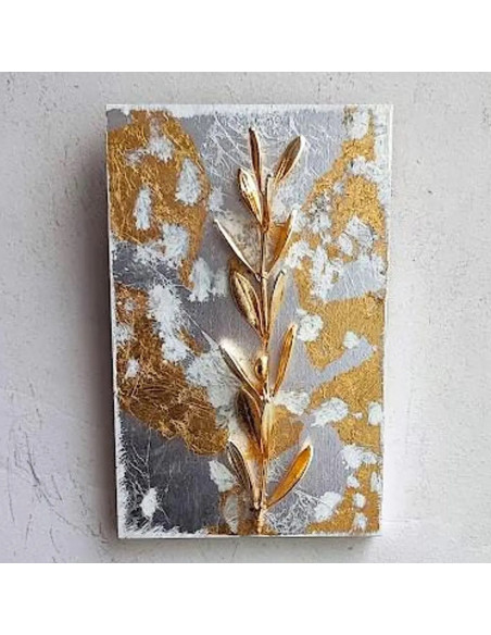 Gold olive branch wall art,  23x15 cm.