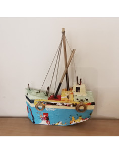 Red sailboat sculpture, Greek wooden sailboat , wall folk art sculpture, one of a kind 2