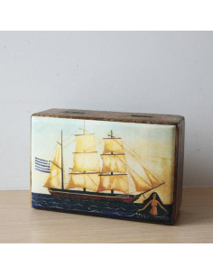 Boat and mermaid box, 15x10 cm.