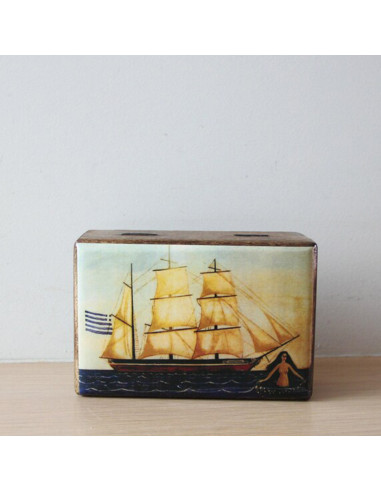 Boat and mermaid box, 15x10 cm.