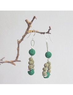 Green lava earrings, drop sterling silver earrings with green lava stones, boho green earrings 2