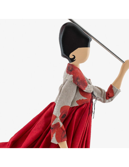 Wooden table lamp, girl with umbrella lamp