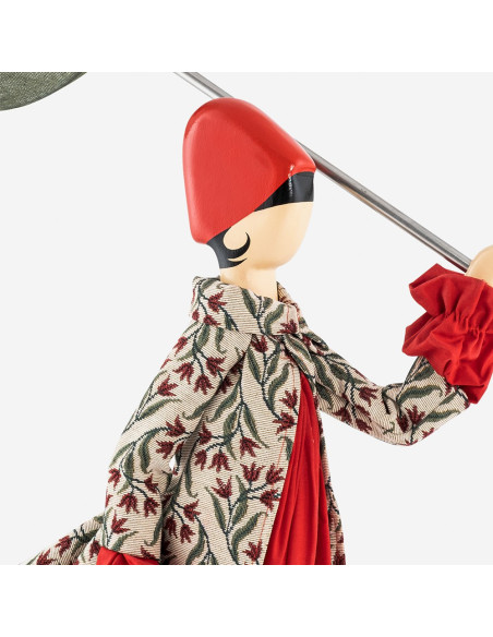 Wooden table lamp, girl with umbrella lamp