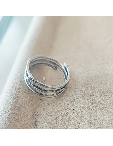 Silver multi band ring