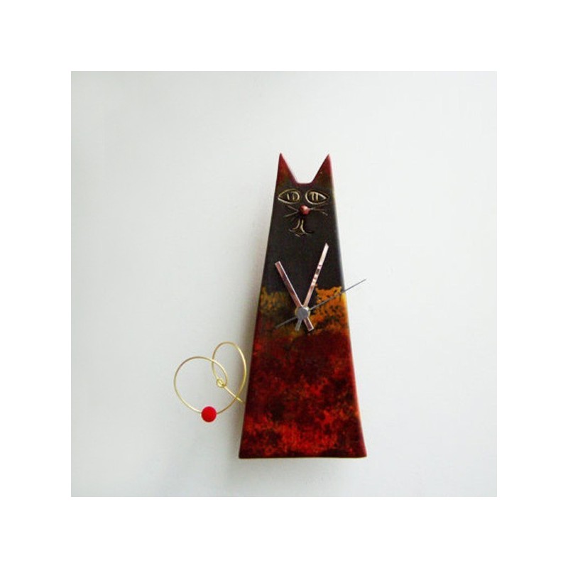 Black cat clock, ceramic wall clock...