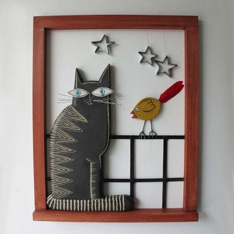 Κεραμικό γλυπτό τοίχου γάτα...