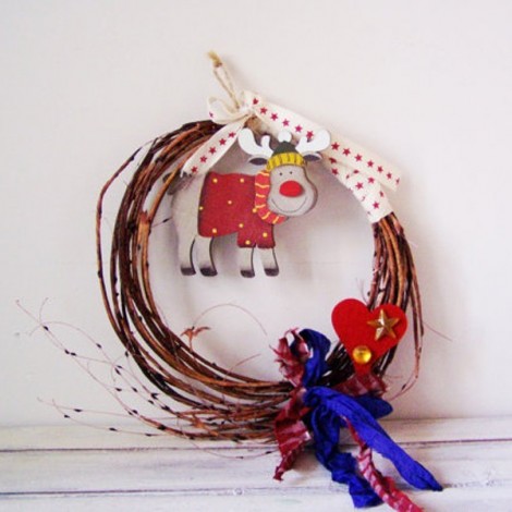 Reindeer Christmas wreath,...