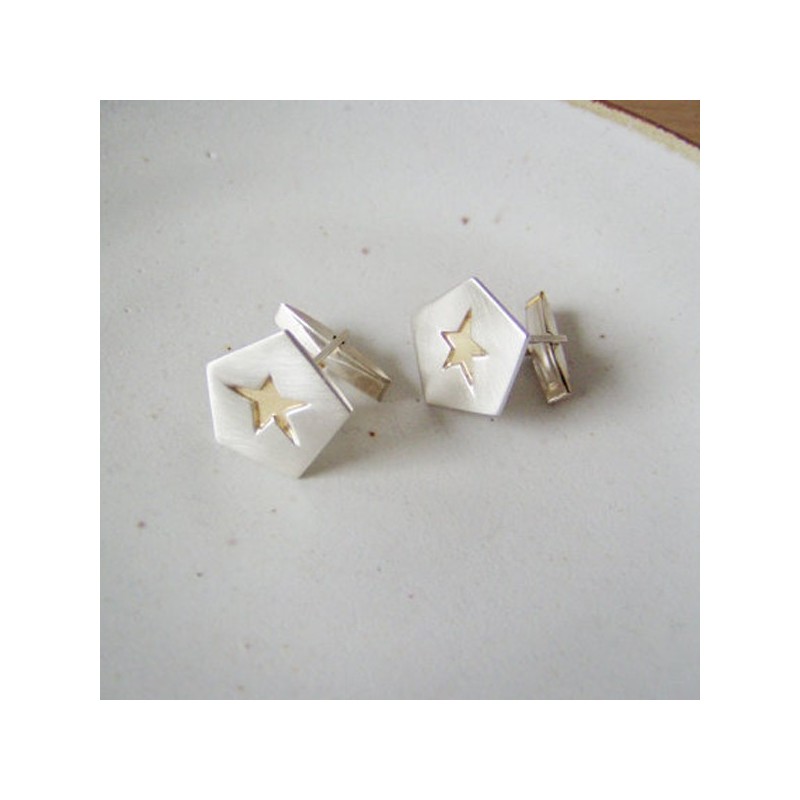 Sterling star cufflinks, pentagonal...