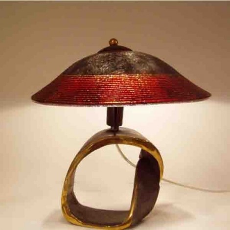 Table lamp of solid brass and crystal