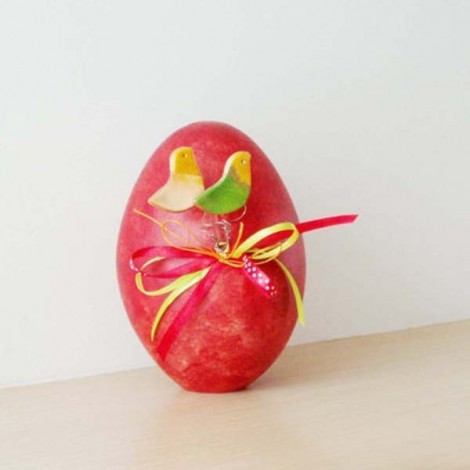 Red Easter egg sculpture,...