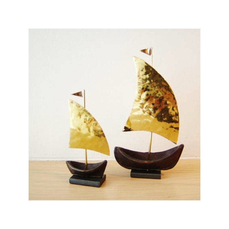 Brass sailboats oxidised base golden...